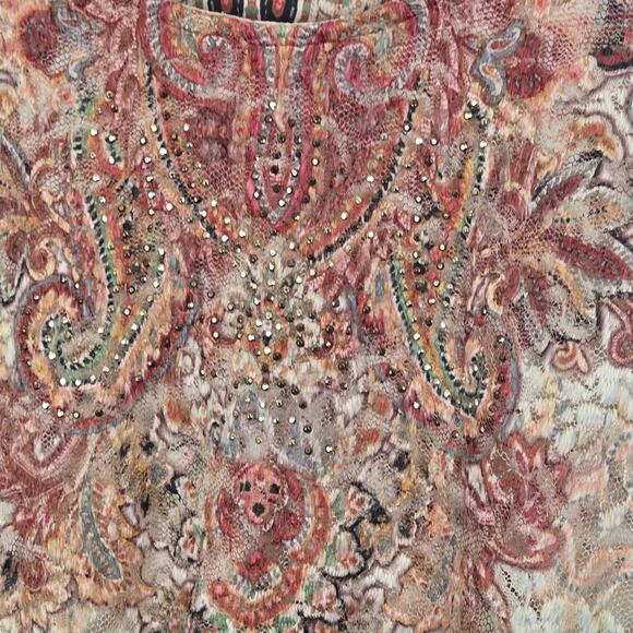 Cal Style Tunic DRESS Lace Paisley Ivory Lined Bling Y2K Boho Romantic Fairy MED - Picture 3 of 8